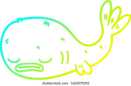 cold gradient line drawing of a cartoon fish