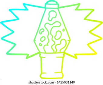cold gradient line drawing of a cartoon lava lamp