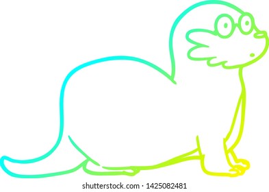 dibujo de línea de degradado frío de una nutria de dibujos animados