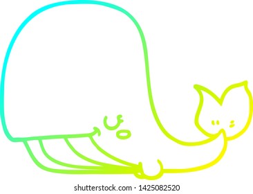 cold gradient line drawing of a cartoon whale
