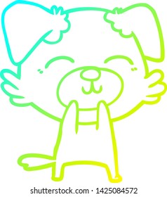 cold gradient line drawing of a cartoon dog