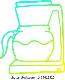 cold gradient line drawing of a cartoon coffee filter machine