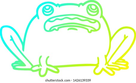 dibujo de línea de degradado frío de una rana de dibujos animados