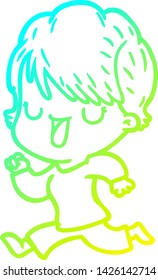 dibujo de línea de gradiente frío de una mujer de dibujos animados hablando