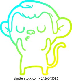 desenho a frio de linha de gradiente de um macaco de desenho animado