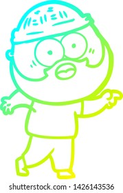cold gradient line drawing of a cartoon bearded man