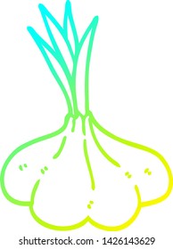 cold gradient line drawing of a cartoon garlic bulb