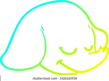 cold gradient line drawing of a cartoon elephant face
