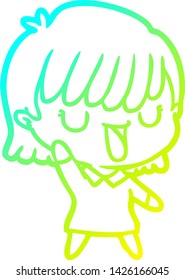 dibujo de línea de gradiente frío de una mujer caricaturista