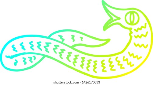 cold gradient line drawing of a cartoon medieval snake