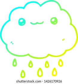 dibujo de línea de degradado frío de una nube de dibujos animados
