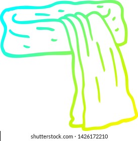 dibujo de línea de degradado frío de una bufanda de dibujos animados