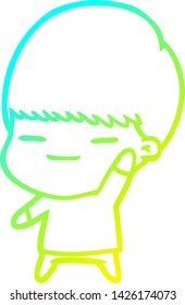 dibujo de línea de gradiente frío de un muchacho de engaño de dibujos animados