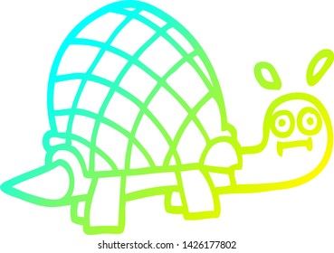 cold gradient line drawing of a cartoon funny tortoise