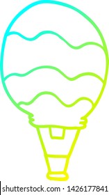 cold gradient line drawing of a cartoon hot air balloon