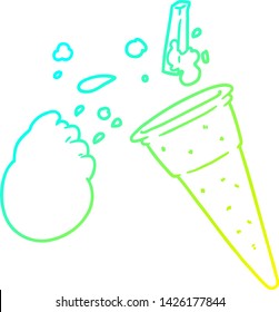 dibujo de línea de degradado frío de un helado de dibujos animados