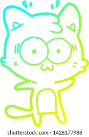 kalte Farbverlauf-Linie Zeichnung einer Cartoon überraschte Katze