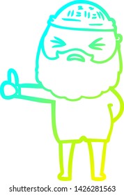 dibujo de línea de degradado frío de un hombre de dibujos animados con barba