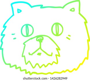 cold gradient line drawing of a cartoon cat face