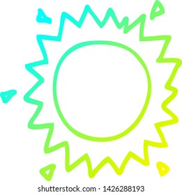 kalte Farbverlauf-Linienzeichnung einer Cartoon-Sonne