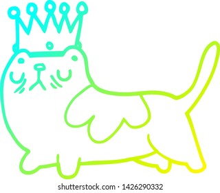 cold gradient line drawing of a cartoon arrogant cat