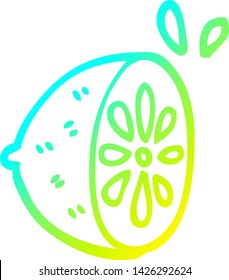 dibujo de línea de gradiente frío de una fruta de limón de dibujos animados