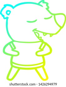 cold gradient line drawing of a cartoon bear