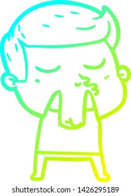 dibujo de línea de gradiente frío de un tipo de modelo de dibujos animados puliendo