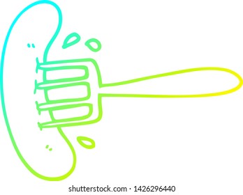 cold gradient line drawing of a cartoon hot dog