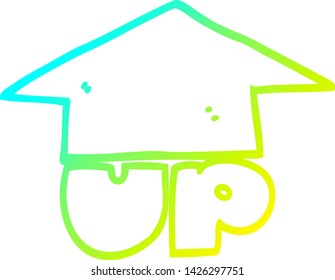 cold gradient line drawing of a cartoon up arrow