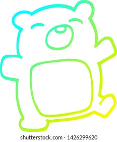 dibujo de línea de degradado frío de un oso de peluche de dibujos animados