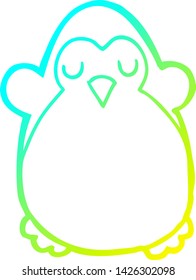 dibujo de línea de degradado frío de un pingüino de dibujos animados