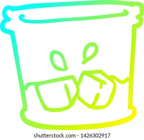 dibujo de línea de degradado frío de una bebida de dibujos animados en el tumbler