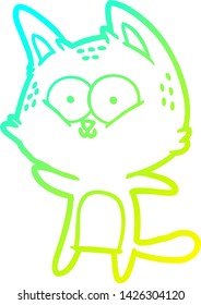 cold gradient line drawing of a cartoon cat