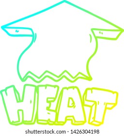 dibujo de línea de degradado frío de un símbolo de calor de dibujos animados
