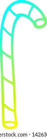 cold gradient line drawing of a cartoon candy cane