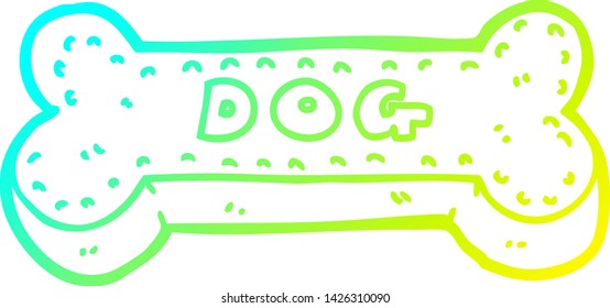 cold gradient line drawing of a cartoon dog biscuit