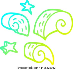 dibujo de línea de gradiente frío de un elemento espiral decorativo de dibujos animados