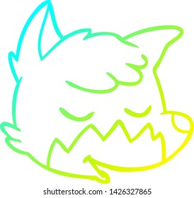 cold gradient line drawing of a cartoon fox face