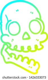 cold gradient line drawing of a cartoon happy skull