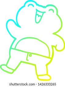 cold gradient line drawing of a cartoon frog