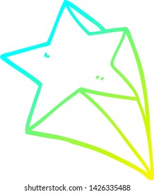 dibujo de línea de degradado frío de una estrella de dibujos animados