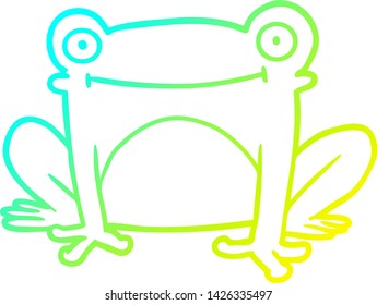 cold gradient line drawing of a cartoon frog