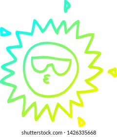 cold gradient line drawing of a cartoon sun