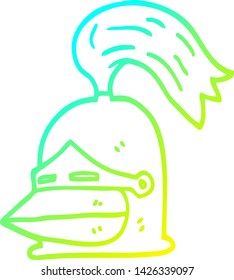 cold gradient line drawing of a cartoon knight helmet