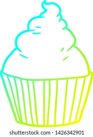 cold gradient line drawing of a cartoon cup cake