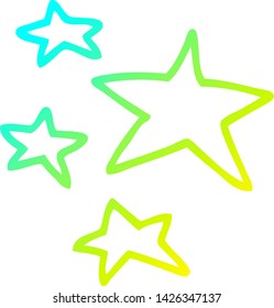 dibujo de línea de degradado frío de una estrella de dibujos animados