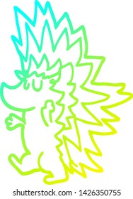 dibujo de línea de degradado frío de un erizo puntiagudo de caricatura
