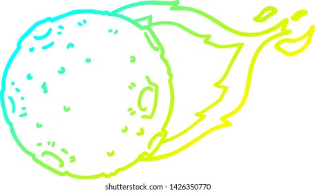 kalte Farbverlauf-Linienzeichnung eines Cartoon-Meteoriten