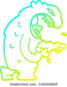 cold gradient line drawing of a cartoon halloween monster